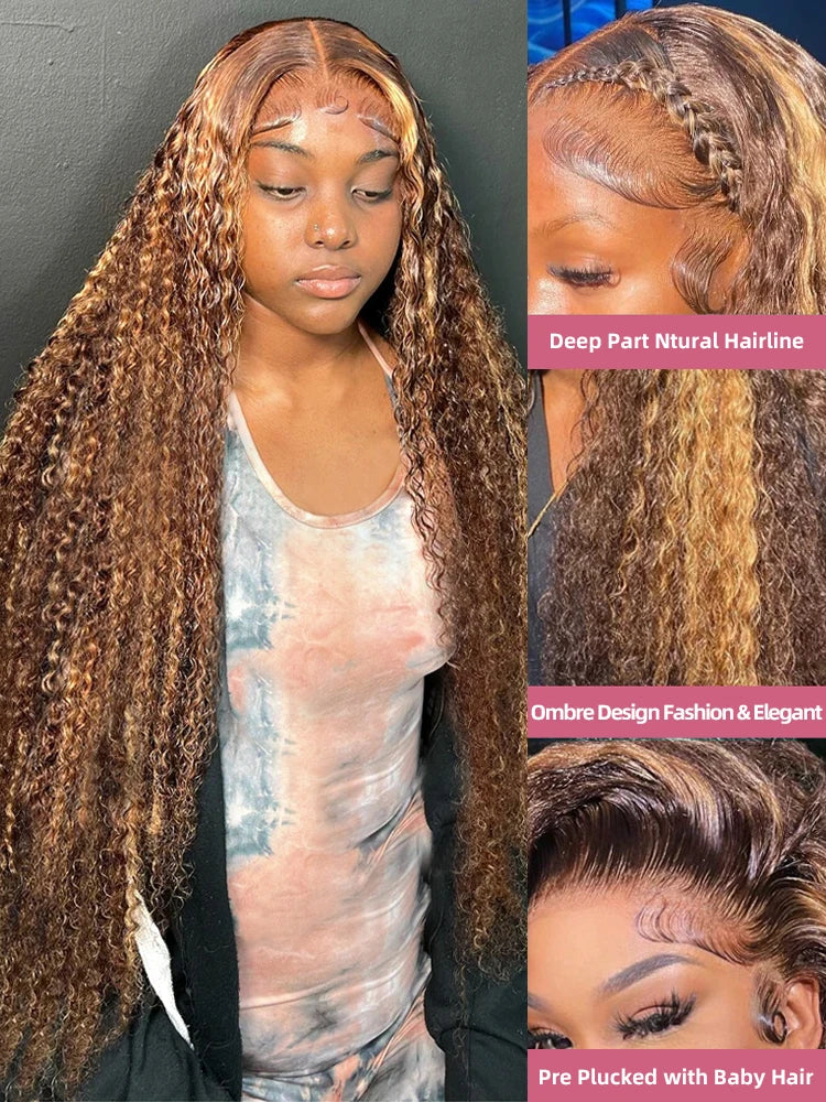 Highlight 13x6 Lace Front Wig Bleached Knots 13x4 Glueless Wig Human Hair Ready To Wear Pre Cut Ombre Deep Wave Frontal Wig