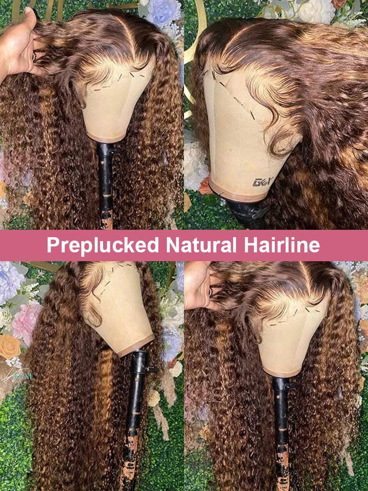 Highlight 13x6 Lace Front Wig Bleached Knots 13x4 Glueless Wig Human Hair Ready To Wear Pre Cut Ombre Deep Wave Frontal Wig